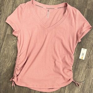 Calvin Klein Performance Pink Ruched Tie at Sides T-Shirt